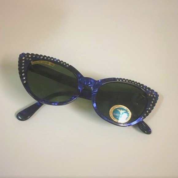 Vintage Dakota Smith Cat Eye Sunglasses Model 1033 "Las Vegas" style with Rhines - Picture 1 of 10